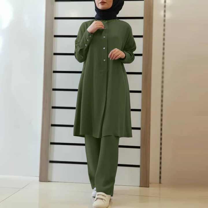 Solid Color Two-Piece Muslim Women's Clothing High Quality Fabric